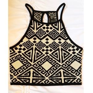 Beige and black crop top